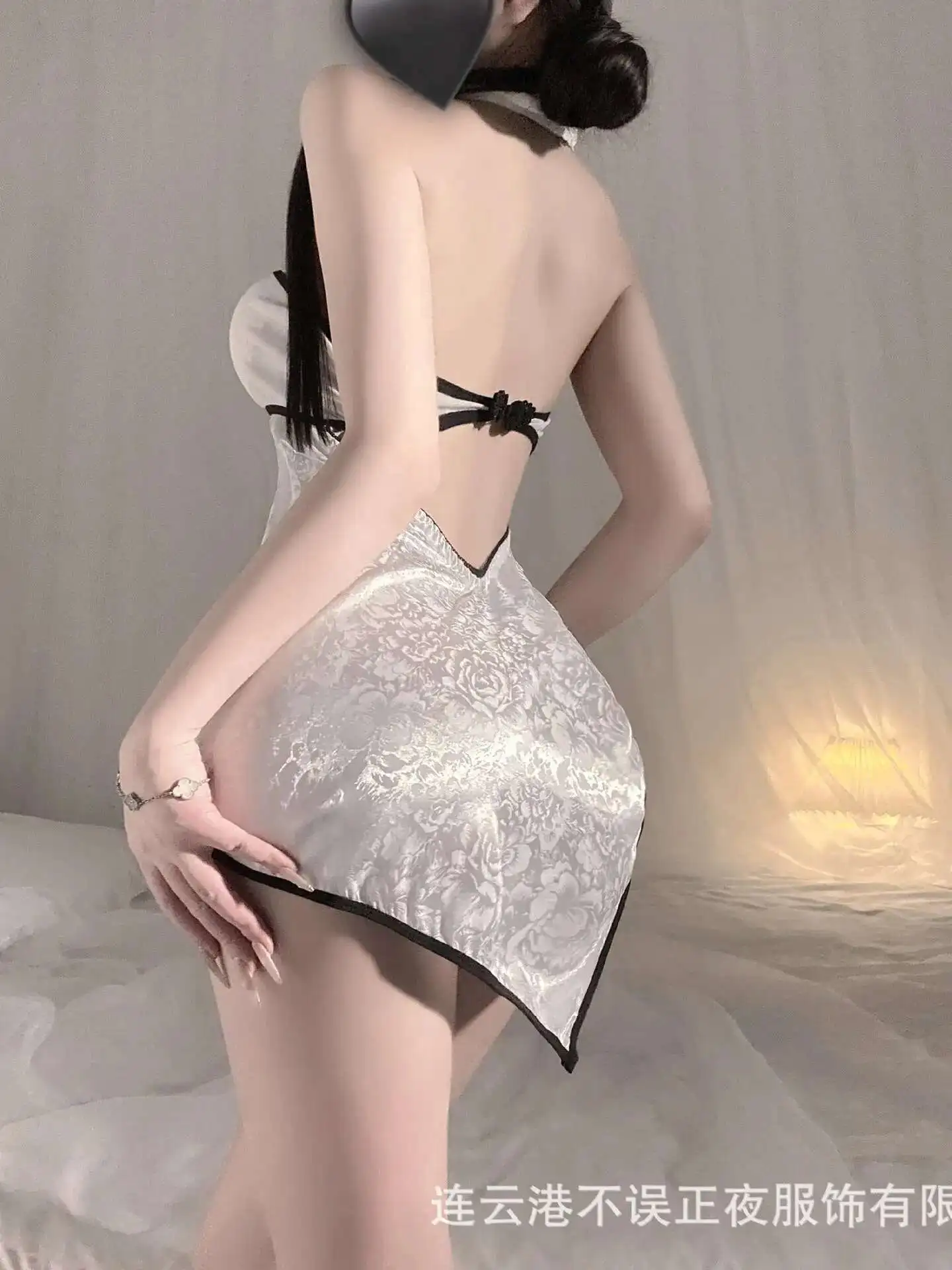 เซ็กซี่ Cheongsam ชุด Pure Desire สไตล์ชุดนอนสีขาวหวาน Slim Mini Dress ตาข่ายลูกไม้ Sheer ผู้หญิงเซ็กซี่ร้อน UO8E