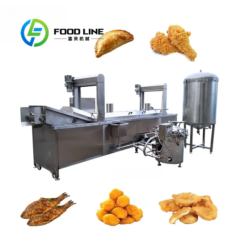 Acid Resistant Industrial Continuous Frying Machine Special Inner Tank Processes Sour Pickled Fried Vegetable Snack Raw Material