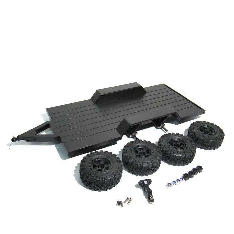 

1/18 Scale Rc Four Wheel Trailer Simulation Model Car Hauler Accessory For Axial Mn Wpl Off Road Rc Crawler Truck Vehicles