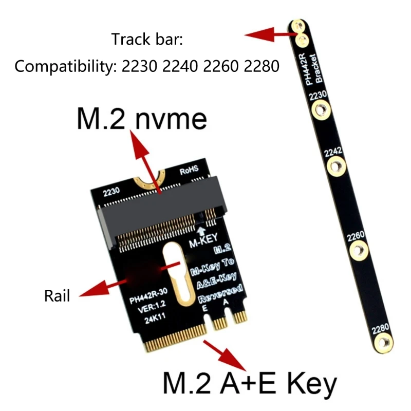 محول M.2 A+E إلى NVME مع دعامة PCIE4.0 M.2 واجهات WIFI A+E مفتاح إلى M بطاقة الناهضون الرئيسية لـ 2230 2242 2260 2280