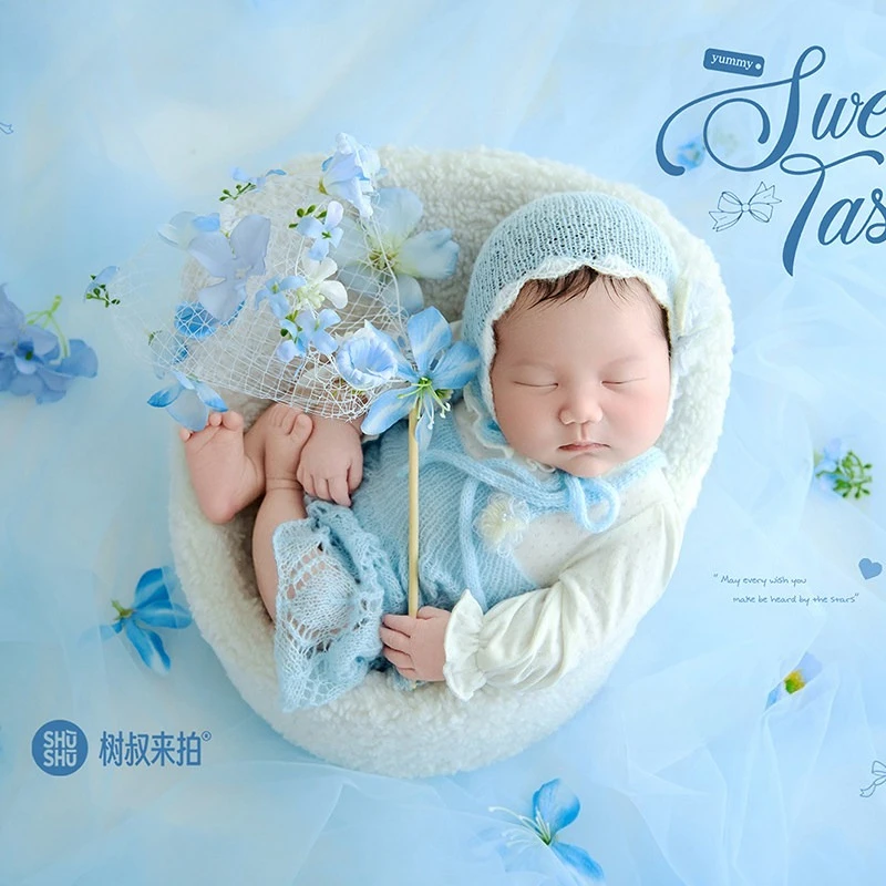 accesorios-de-fotografia-para-bebes-recien-nacidos-conjunto-de-estilo-azul-para-ninas-traje-de-punto-sombrero-con-flores-para-fotografia-de-estudio