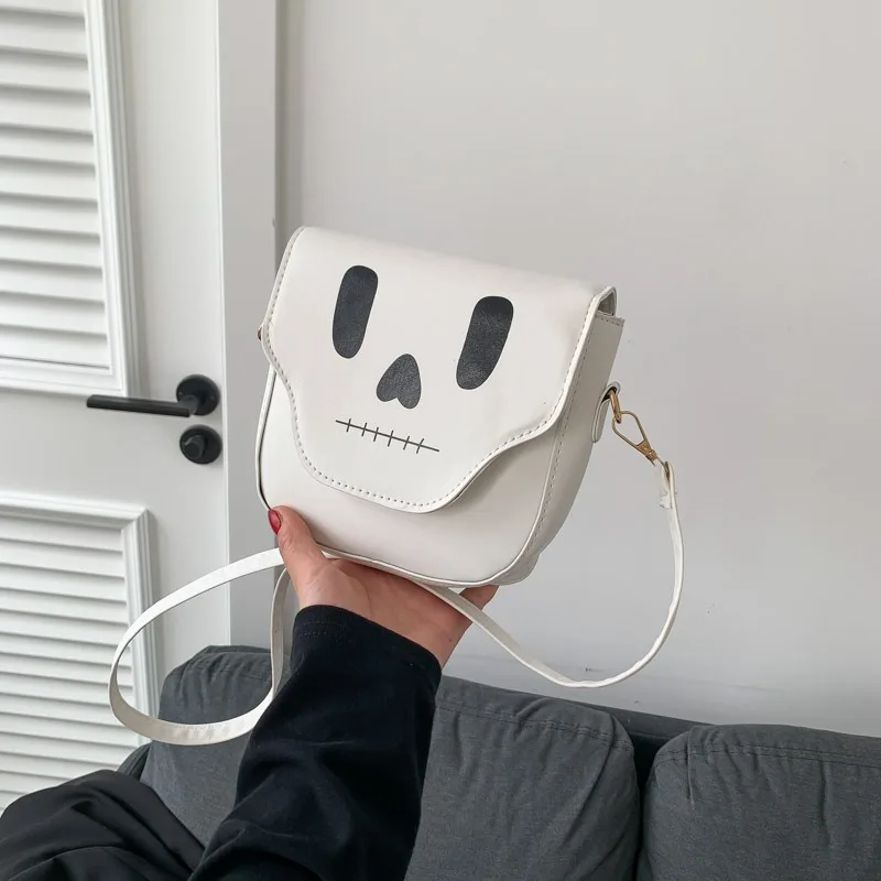 Halloween Large Capacity Ghost Shoulder Bag Funny Harajuku Ins Ghost Crossbody Bag Handbag Coin Purse Small Square Bag Girl Gift