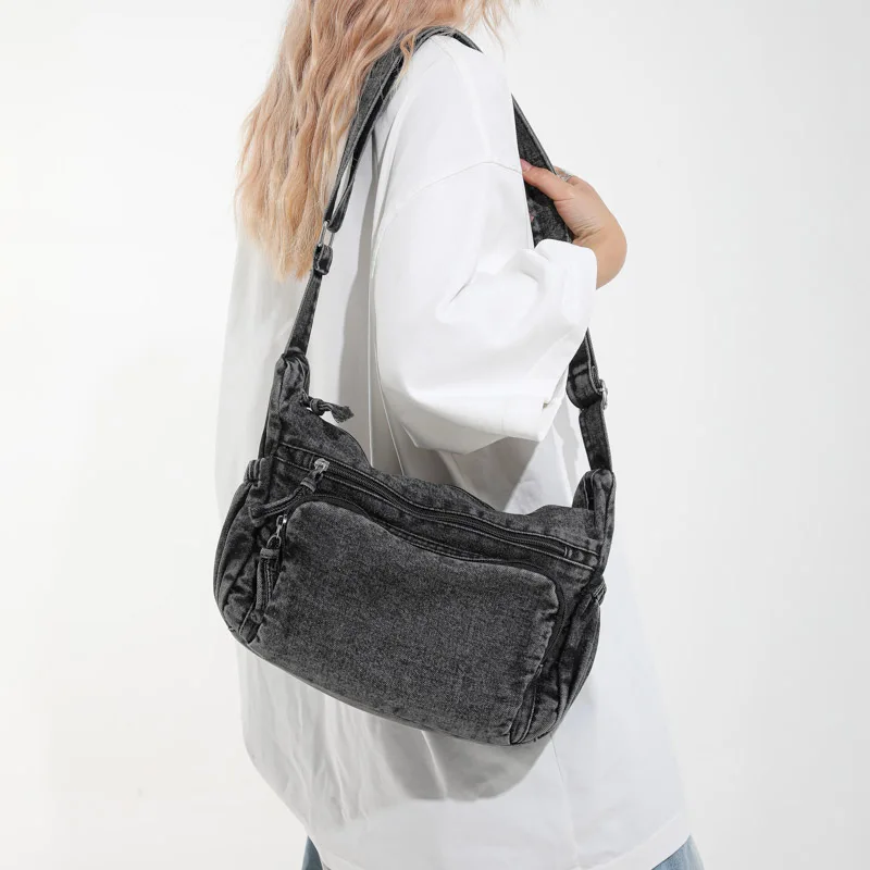 New Women's Fashion Shoulder Bag Denim Tote Purse Crossbody Handbag with Long Strap for Ladies Girls Daily Use Shopping wallet
