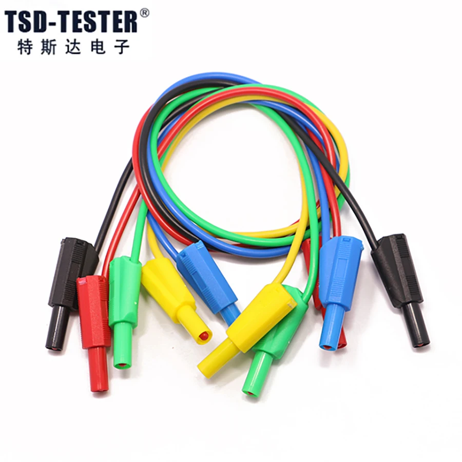 4mm Test Lead 1 Meter High Quality Silicone Test Leads Safety Shrouded Stackable Banana Plug (100cm, 5 Pcs Per Package)