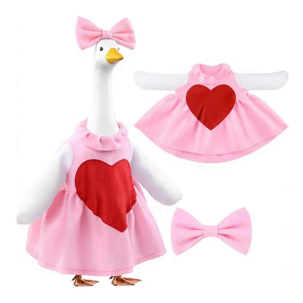 Valentine Day Goose Costume Valentine Day Outdoor Decor Valentine's Day Goose Costume for 23 Inch Porch Goose Soft Pink Heart