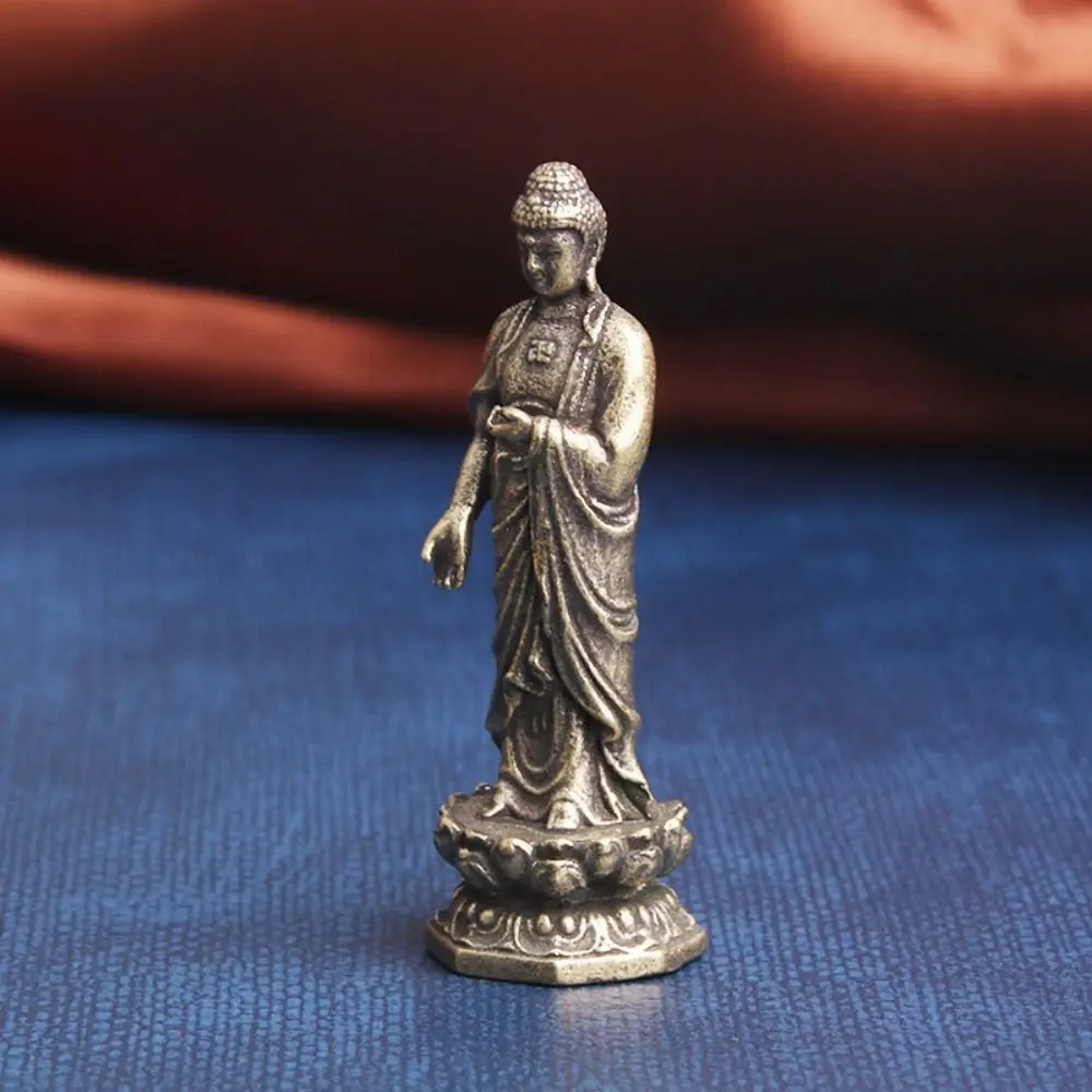 Lucky Pure Brass Lotus Guanyin Statue Retro Tathagata Tathagata Buddha Statue Lotus Guanyin Brass Buddha Sculpture Home Decor - Image 5