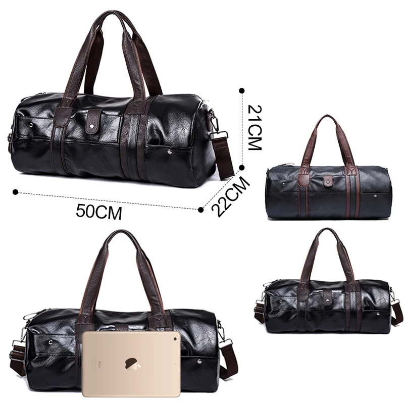 Pu Leather Sports Gym Bag Homens para Yoga Soft Black Sport Fitness Bag Masculino Ombro Viagem Bagagem Bolsa Weekend Daily