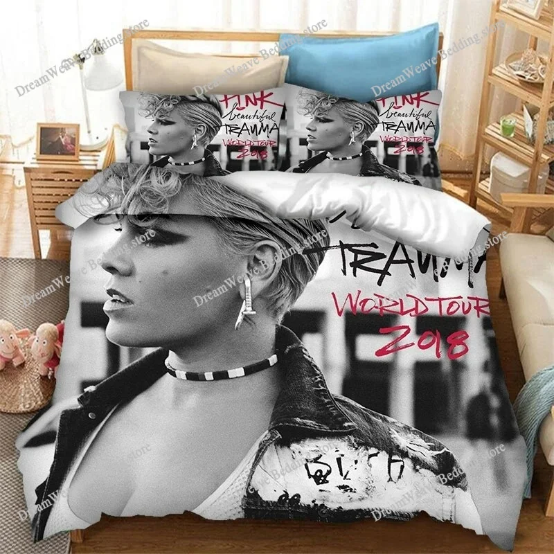 

Singer Pink Printed Bedding Sets Quilt Bed Cover Comforter Duvet Cover Pillow Case Teenagers Children's Gifts Home Textileextile