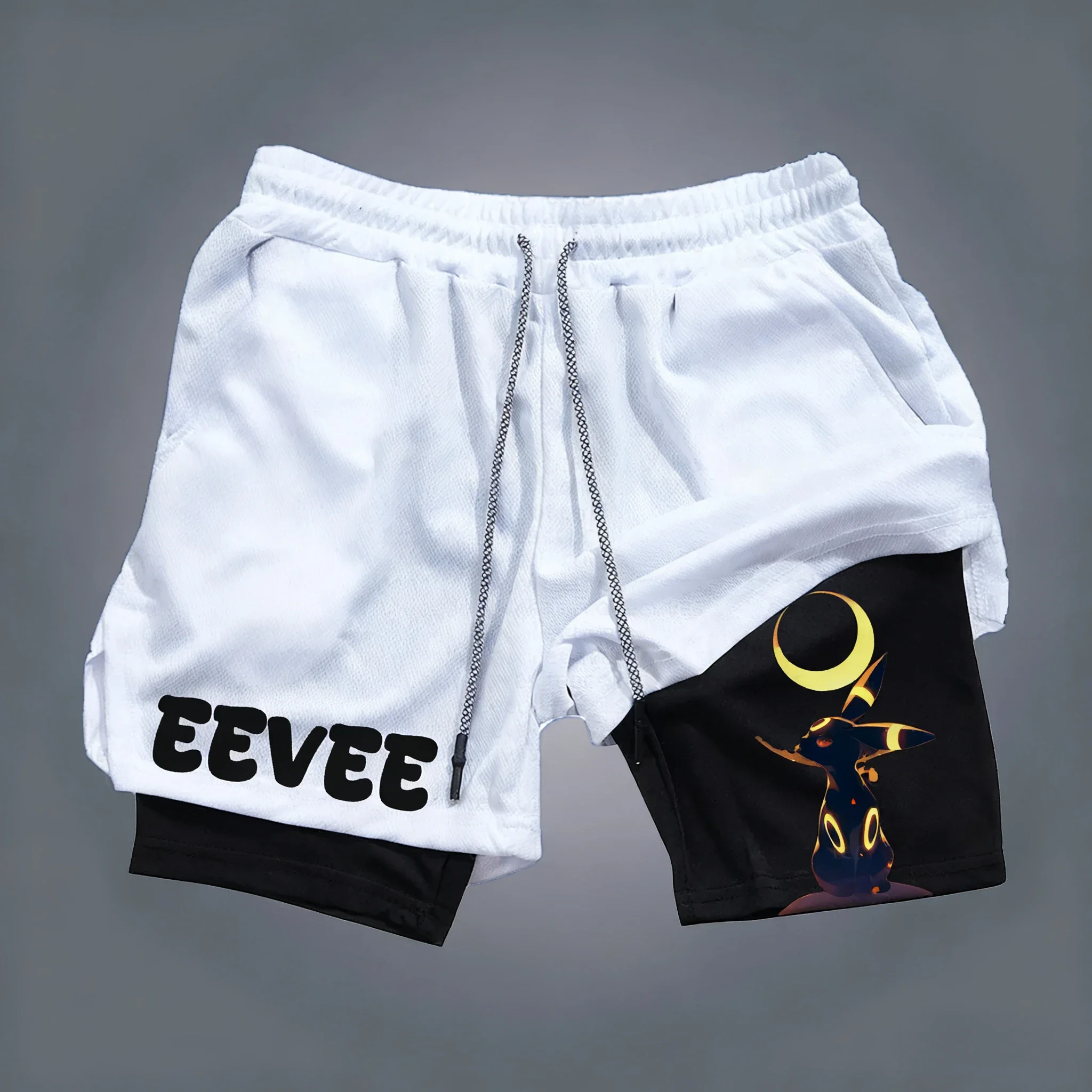Pokémon Anime Collaboration Printed Double-layer Shorts Unisex Summer New Running Breathable Fast Drying Sports 2-in-1 Shorts