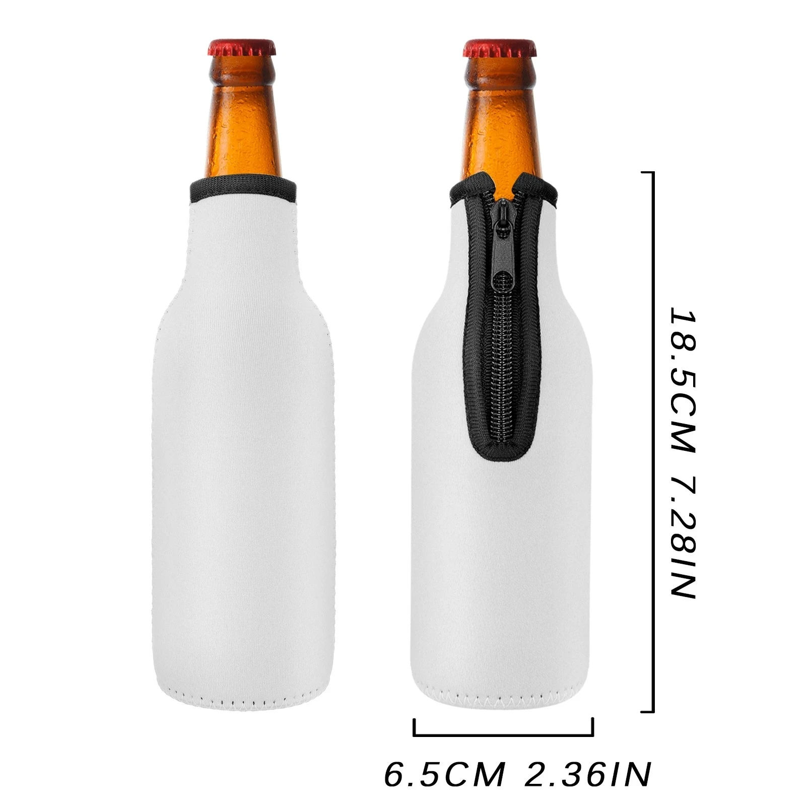 1pcs Beer Bottle Cooler Sleeves with Ring Zipper Collapsible Neoprene Insulators for 12oz 330ml Bottles Party Drink