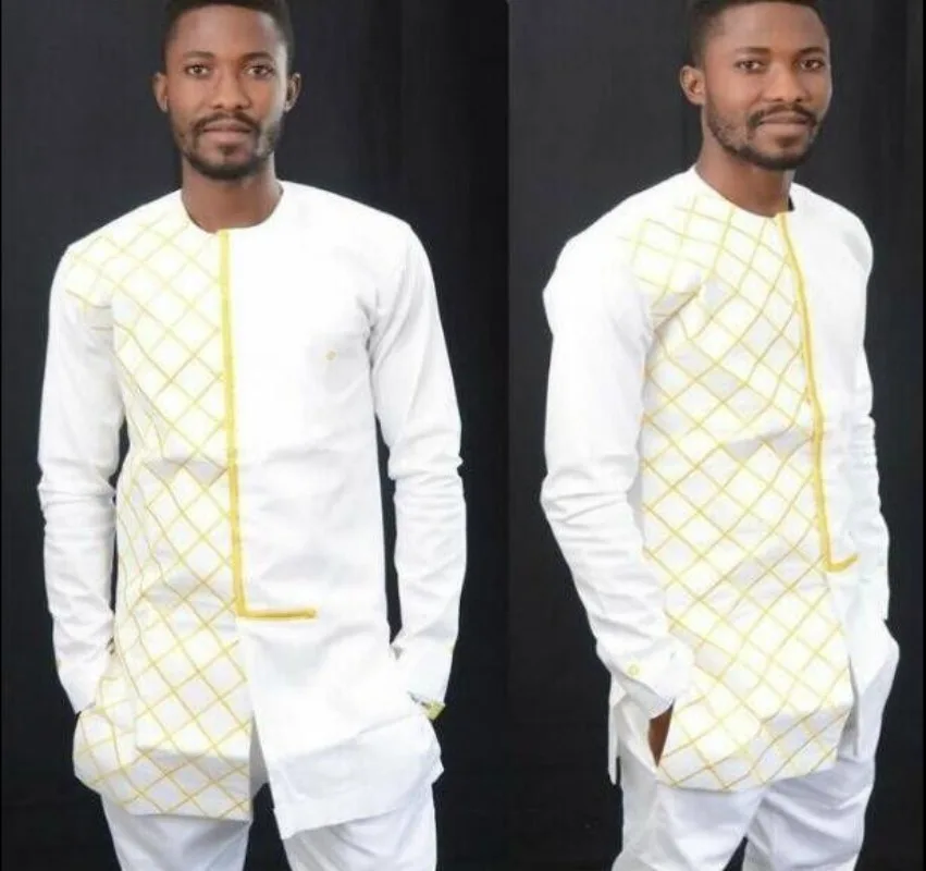 

Fashion popular African style grid print men's casual long-sleeved shirt