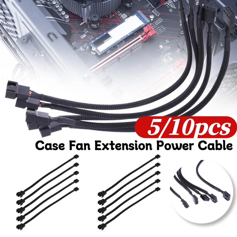 5pcs 4 Pin PWM Connector Case Fan Extension Power Cable 26CM Male To Female Extending Cable PWM Fan Cable for Computer Case Fan