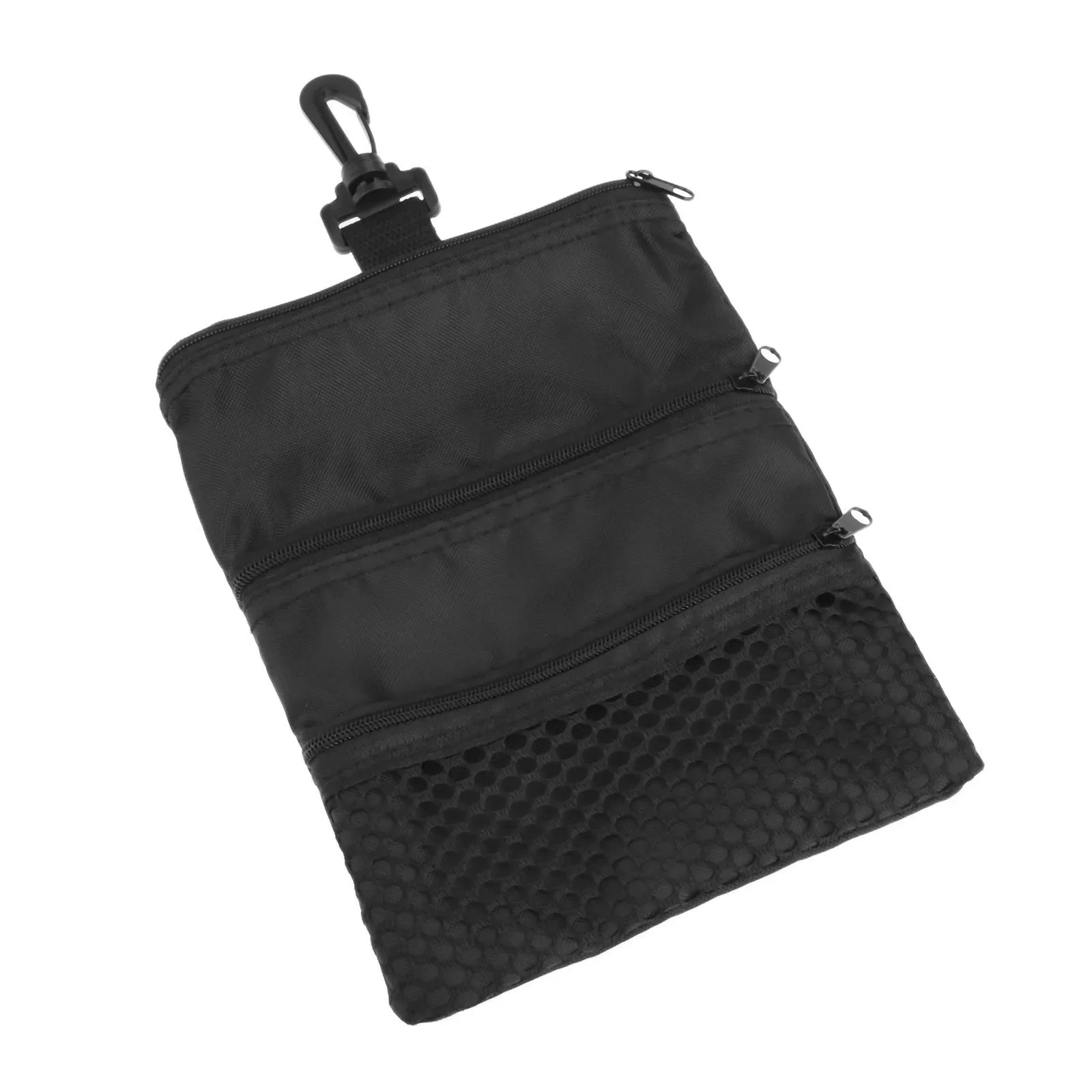 Black Mini Portable Golf Ball Bag Golf Tees Holder Multi-Pocket Zipper Mesh Pouch Storage Handbag Bag Golf Training Accessories