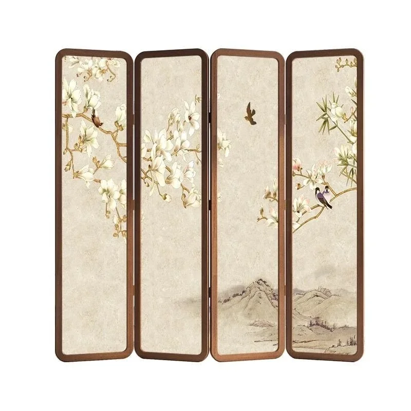 

Screen folding mobile partition living room simple modern Chinese hotel shade home bedroom tea room solid wood