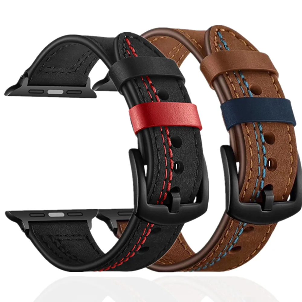 Lederarmband für Apple Watch Series Ultra 12 11 10 9 8 7 6 SE 5 4, langlebiges Armband für iWatch, 40 mm, 41, 42, 44, 45, 46, 49, 38 mm.