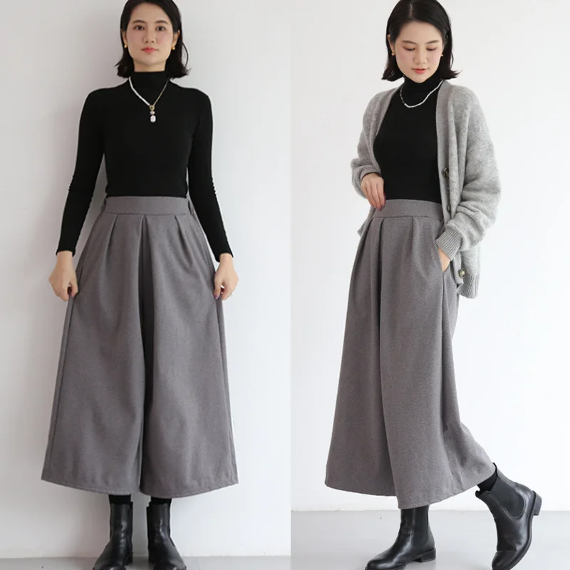 Wide Leg Pants Long Womens Spring Modal BF Oversize College Students Pleats Light Milky Kawaii Aesthetics Banding Tender Commute