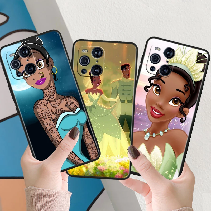 Disney Tiana Princess Silicone Phone Case, Soft Cover, Black, OPPO Find X6, X5, X3, X2, F21S, F21 Pro Lite, Neo