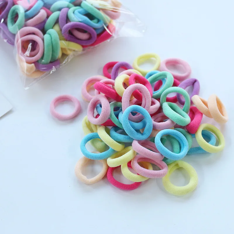 Mini Hair Coils 100pcs Baby Hair Ties Stretchy Towel Scrunchies Soft Candy Colors No Slip Hair Accessories Daily
