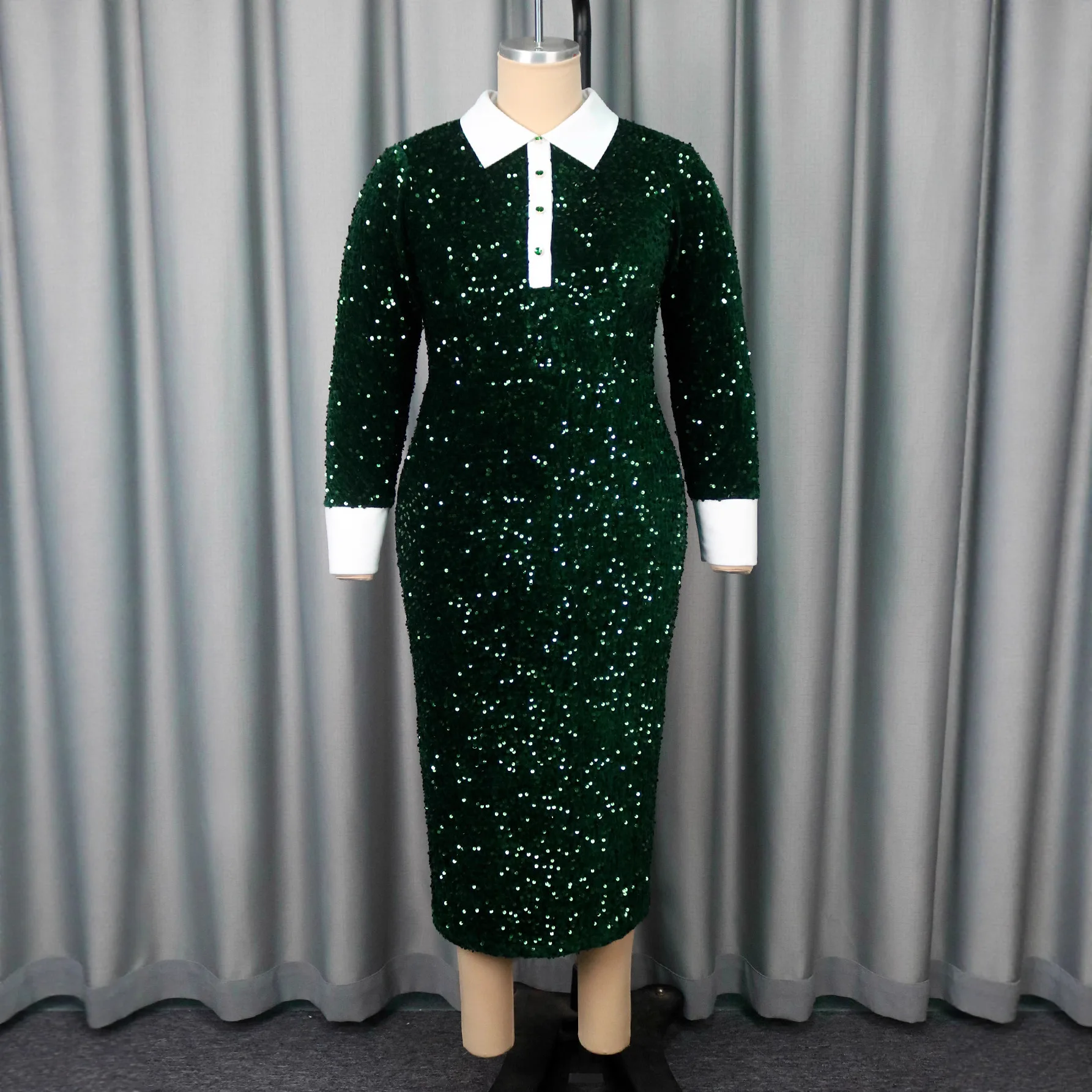 

2025 Plus Size African Dresses for Women Autumn African Long Sleeve Sequin Party Evening Christmas Gowns Dashiki Africa Clothing