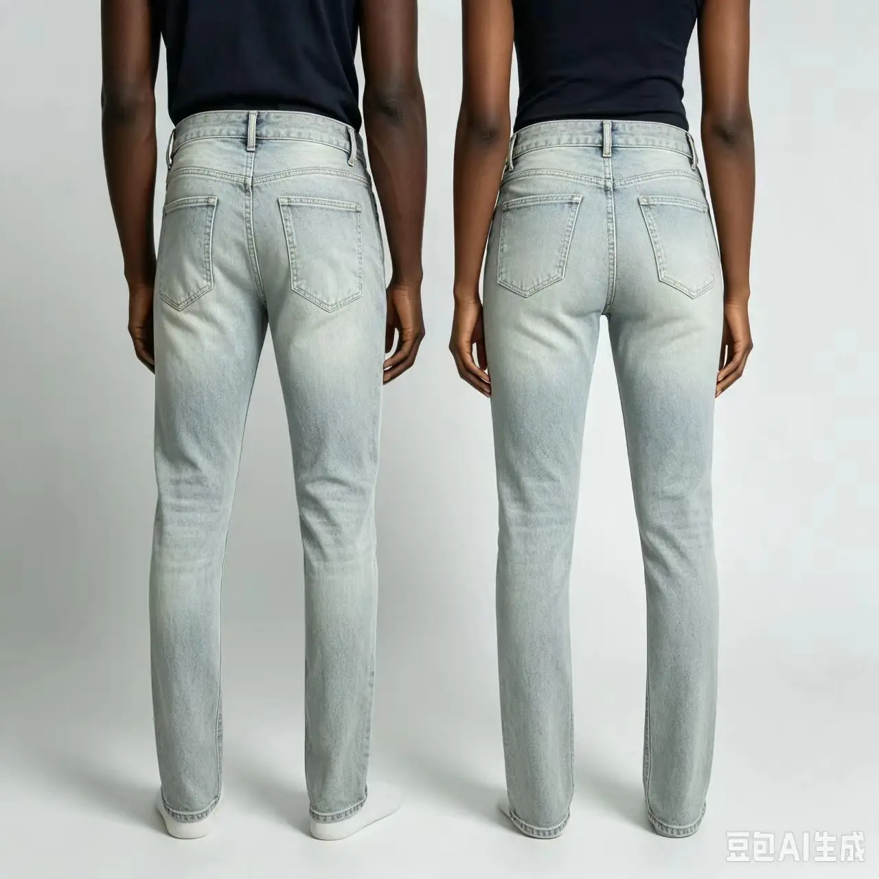 Men's Retro Slim Fit Jeans Elastic Waist Trendy Gray Tapered Y2K Style Ripple Splicing Street Fashion Pants