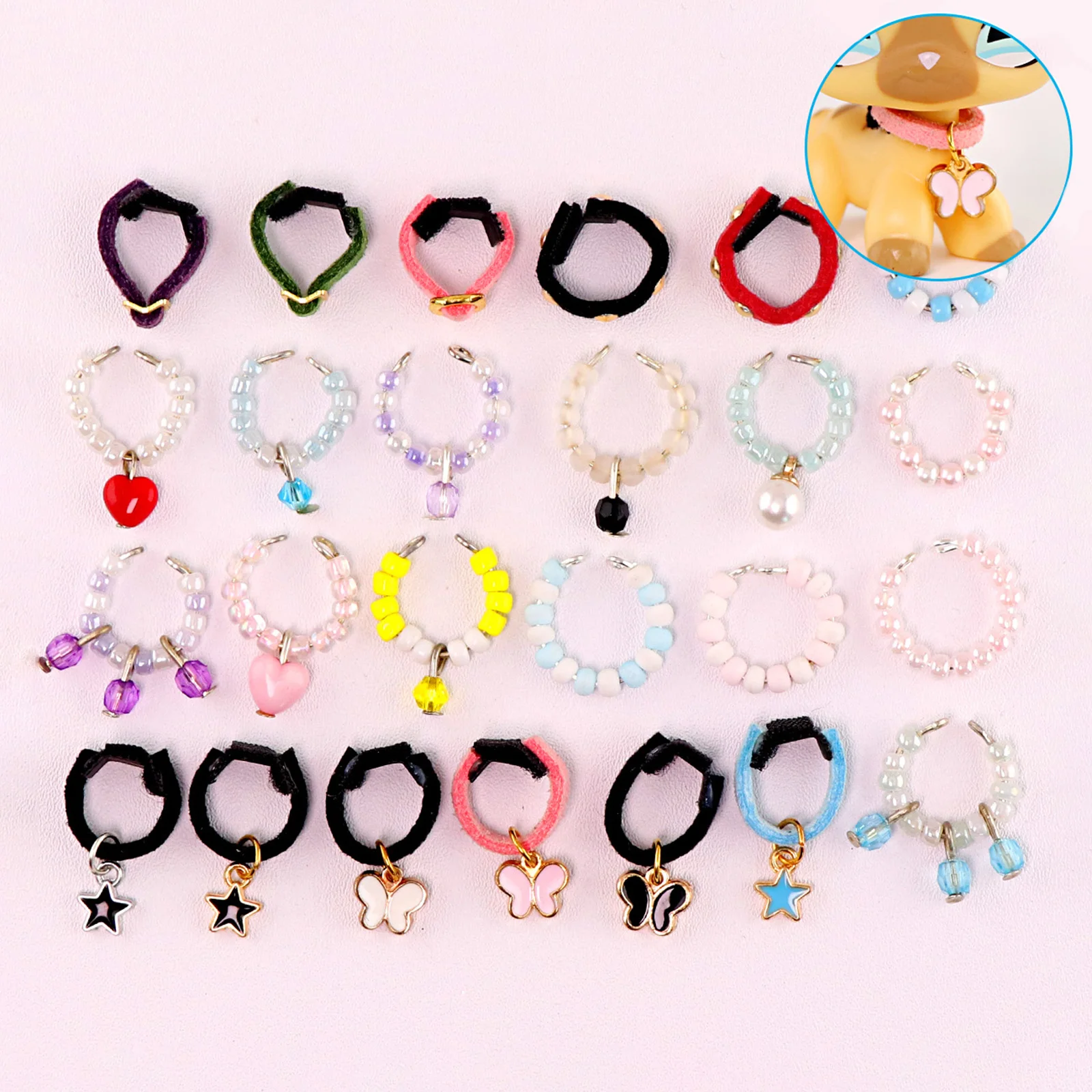 

10pcs Minilpsshop Pet Shop Rare Randomly 10pcs Handmade Collars Accessories Suitable For Animal Ornaments for lps