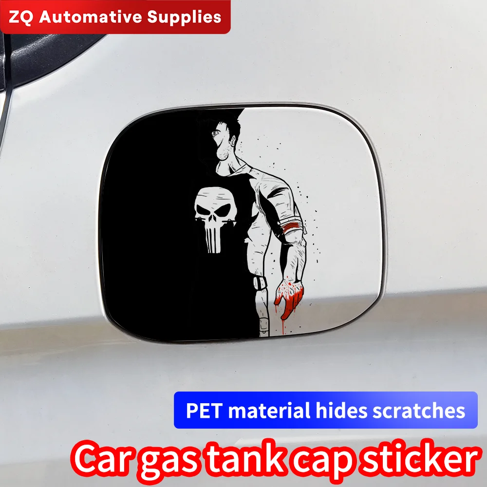 Punisher Skull Blood Car Pull Fuel Tank Stickers Funny Car Waterproof Sunscreen Stickers Pull Fuel Decal Exterior Accessories