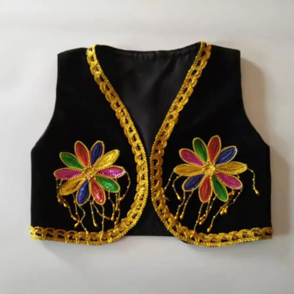 Man Or Boy Ballet Dance Vest With Rainbow Flower, Red Or Blue Or Black Prince Embroidered Ballet Vest Stage Performance Costume