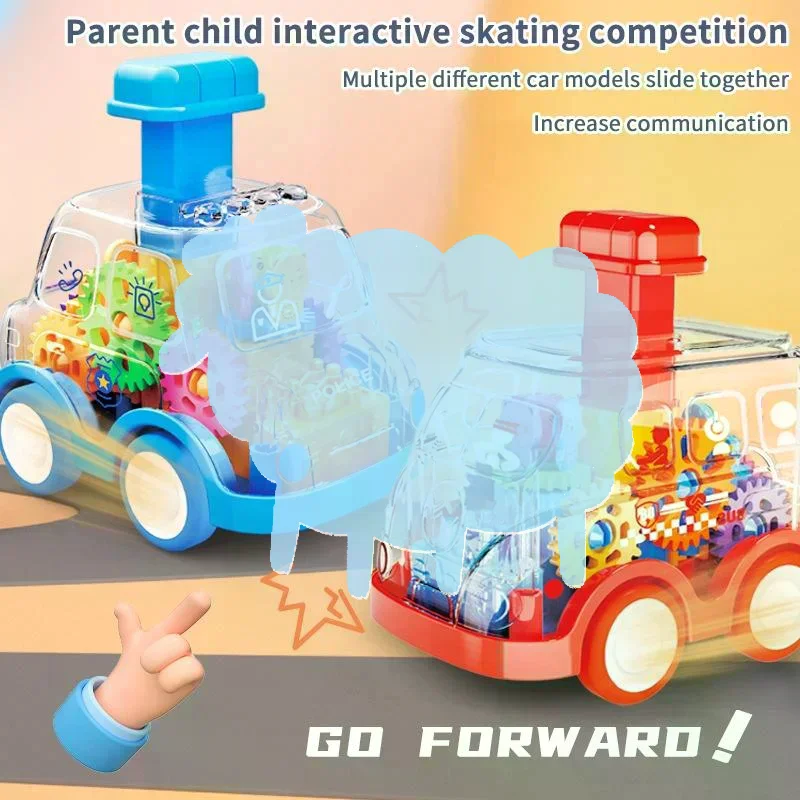 Press Gear Inertia Pull Back Car Toy Cartoon Vehicle for Kids Developmental Learning Birthday Gift Set