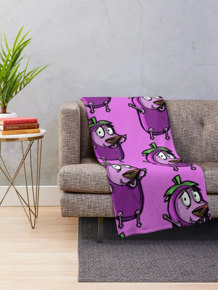 Courage the Cowardly Dog? in the Great Eggplant Costume Throw Blanket Decoratives Bed Camping warm winter Blankets