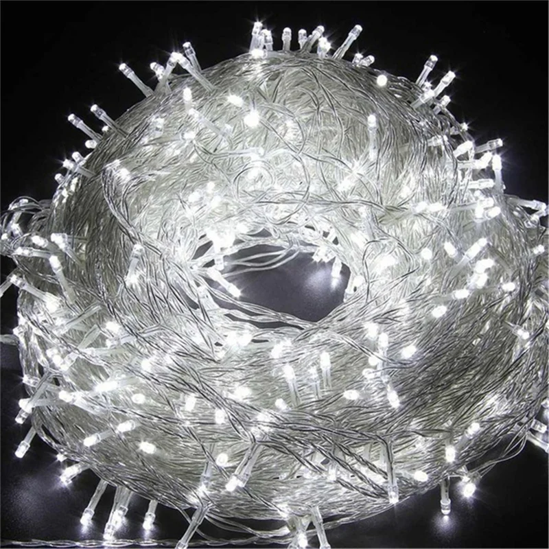 Luz de Natal ao ar livre, guirlandas decoradas, lâmpada de fadas para casa, festa de casamento, luzes natalinas, plugue UE, 220V, 400 LED, 50m