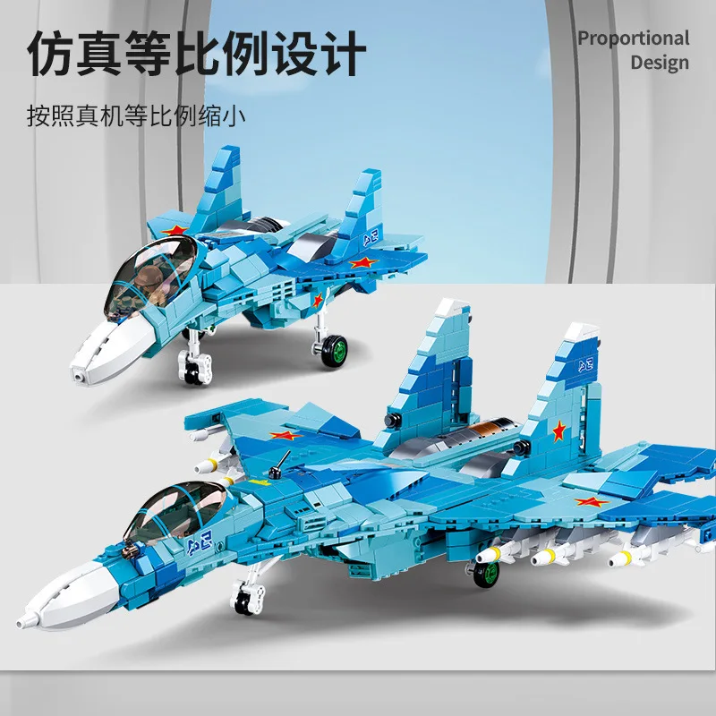 

Sukhoi Su-27 Military Series Battle Plane Model Building Blocks Classics Air Force War Aircraft Soldiers Figures Doll Bricks Set