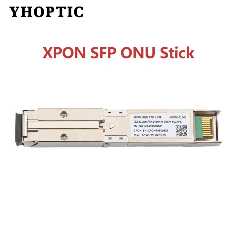 XPON SFP ONU  Stick 1310nm/1490nm DM Pon Module 20km Compatible with OLT ONU Mac MSC Connector for Broadband Communication