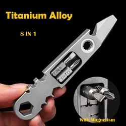 TC4 Titanium Alloy Ratchet Crowbar Screwdriver Riding Portable Multi-Function Maintenance Tool Outdoor Camping Batch EDC Tool