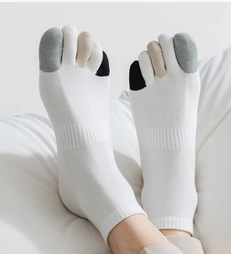 5 Pairs Five-finger Socks Men's Short Tube Summer Breathable Five-toed Socks Deodorant Sweat-absorbing Cotton Toe Socks