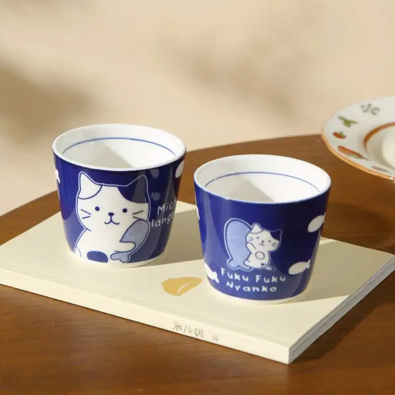 Japanese-style Cute Cat Ceramic Small Teacup,180ml Espresso Coffee Cup Household Drinking Tumblers Drinkware Christmas Cups