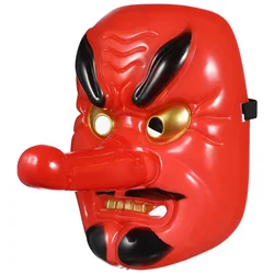 1pc Traditional Japanese Drama Mask Plastic Prajna Mask Japanese Samurai Mask Red Tengu Mask Party Masquerade Cosplay Props