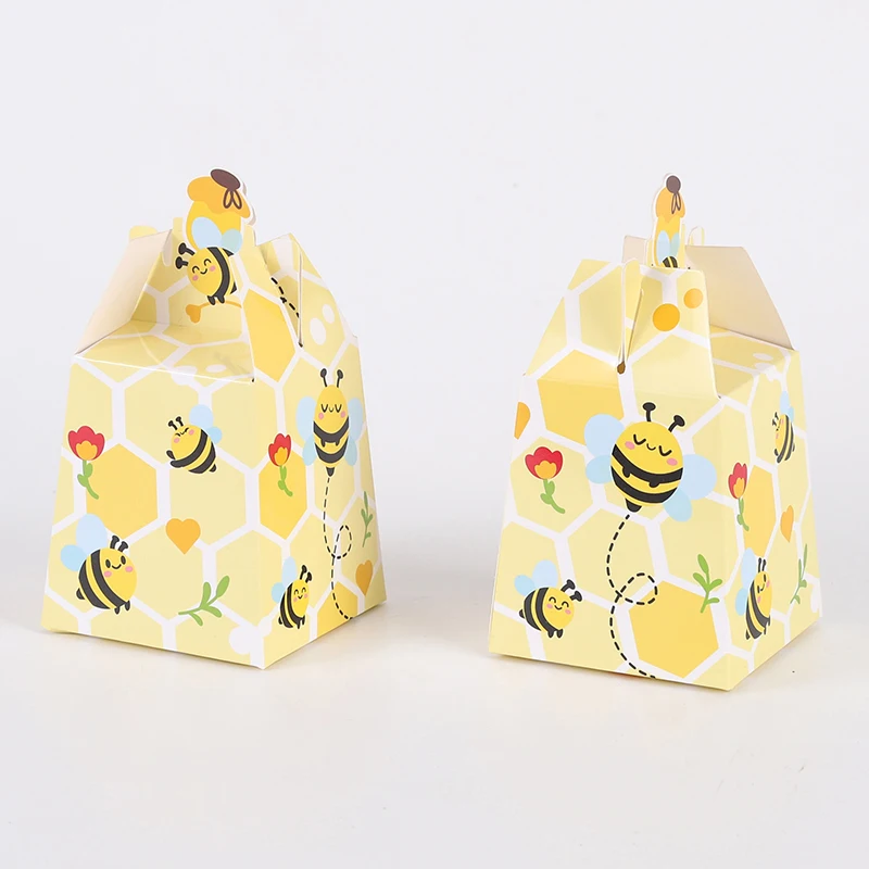 10/20 stücke Bee Papier Candy Boxen Geschenke Box Mit Bändern Für Kind Biene Geburtstag Geschenk Verpackung Box Baby Dusche hochzeit Party Liefert – Detail 14
