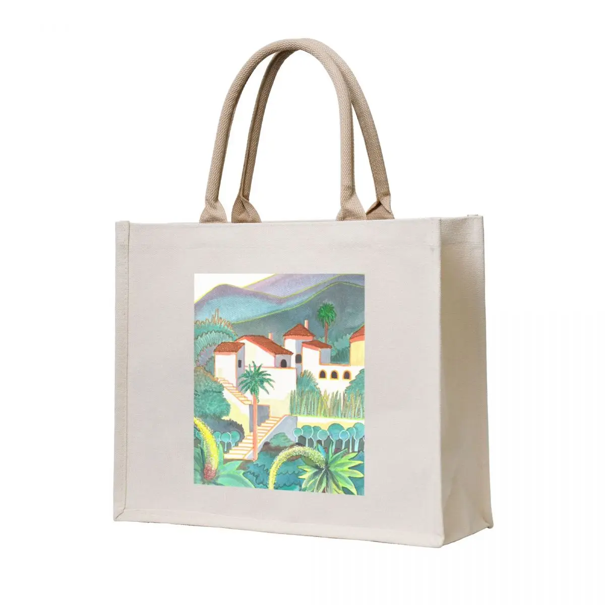 

Garden Villa Hand-drawn watercolor painting Tote Bag bags luxury women shopper bags for women Women's shopping bag