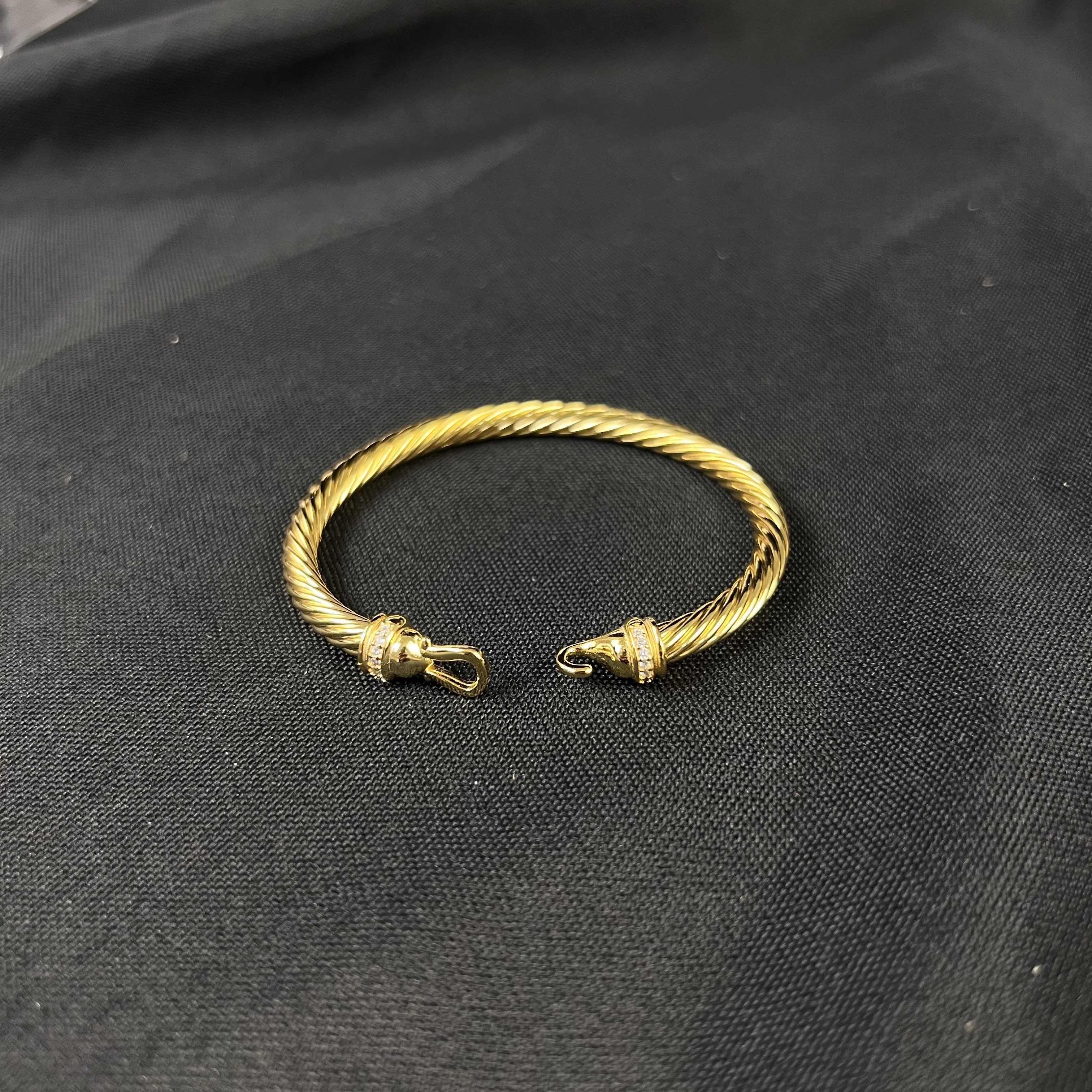 

S925 sterling silver 2025 new 5mm gold diamond hook bracelet neutral fashion trend retro classic personality luxury jewelry gift