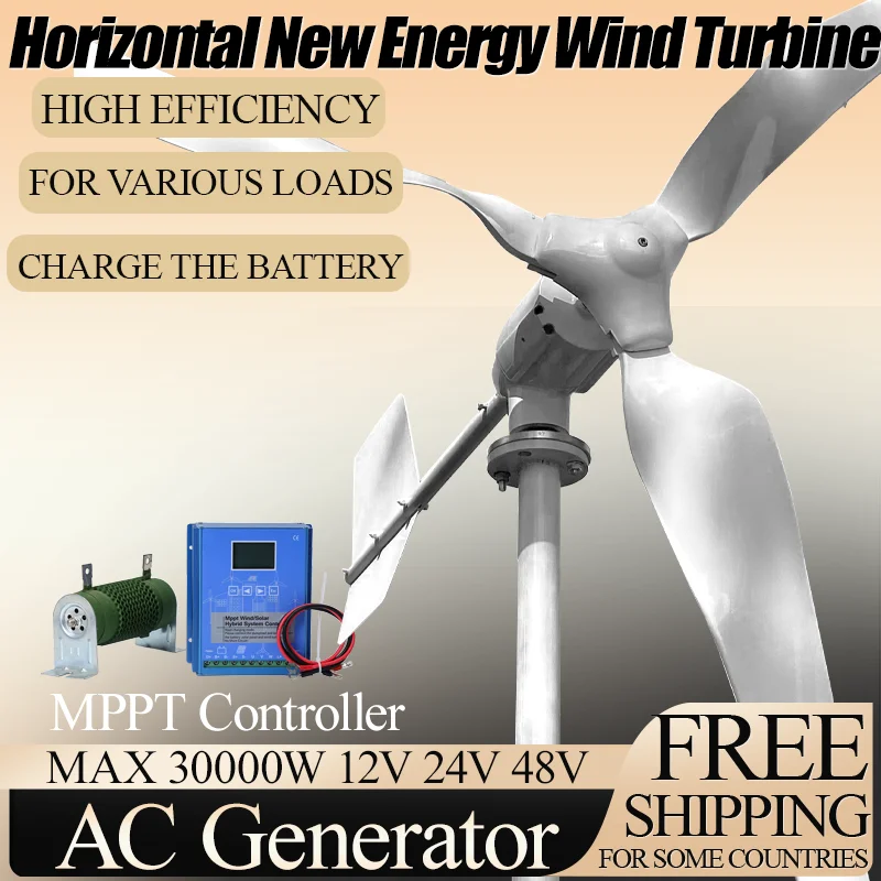 

20KW Free Energy Efficiency Horizontal Axis Wind Turbine Generator New Energy Windmill 12v 24v 48v Switching Power Supply