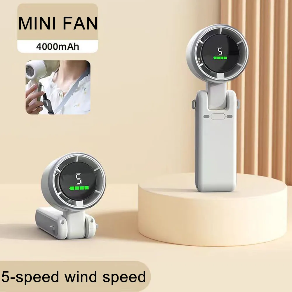 

Summer Desktop Fan Mini Handheld fan 5 Speeds 4000mAh USB Foldable Fan for home Office