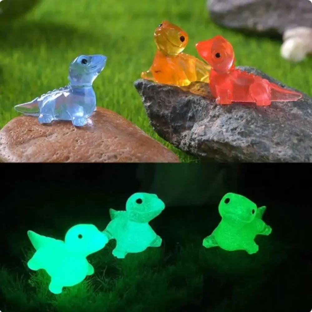 Mini lagartos bonitos y creativos, artesanía de resina, lagartos de dibujos animados, miniaturas DIY que brillan en la oscuridad, adornos de lagarto de jardín, accesorios DIY