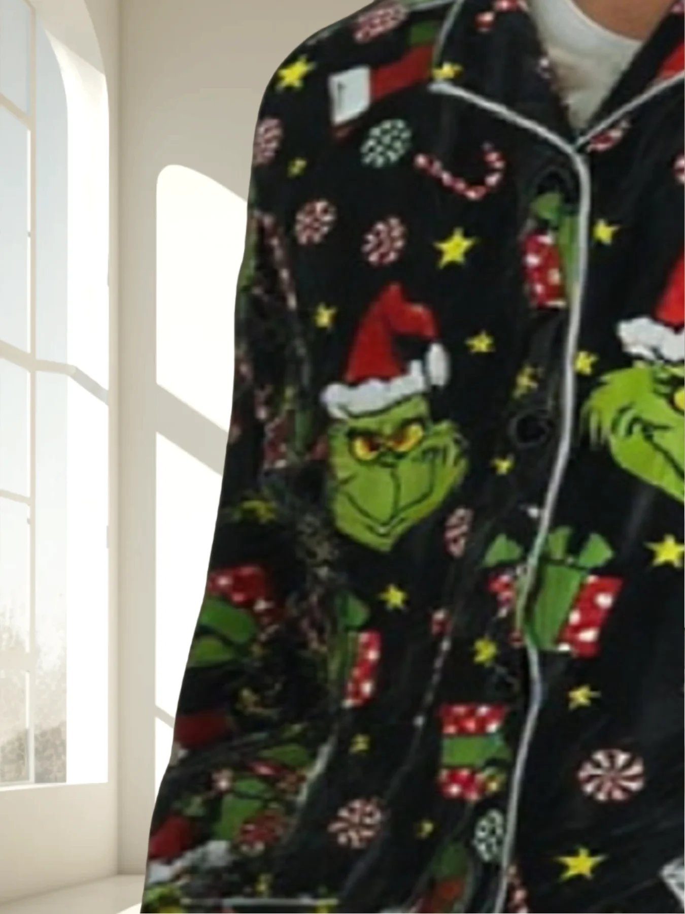 Camicia a maniche lunghe da uomo, set pigiama