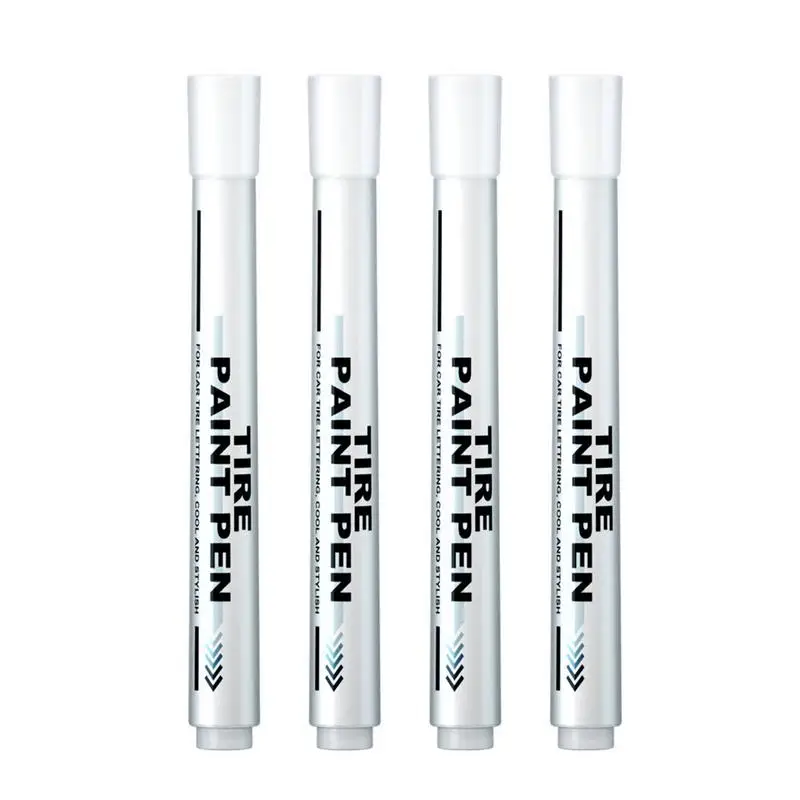 4pcs Car Tire White Paint Marker Pen Car Tyre Oily Paint Pen Non-Fading Graffiti Quick Dry Marking Pen Car Accessories