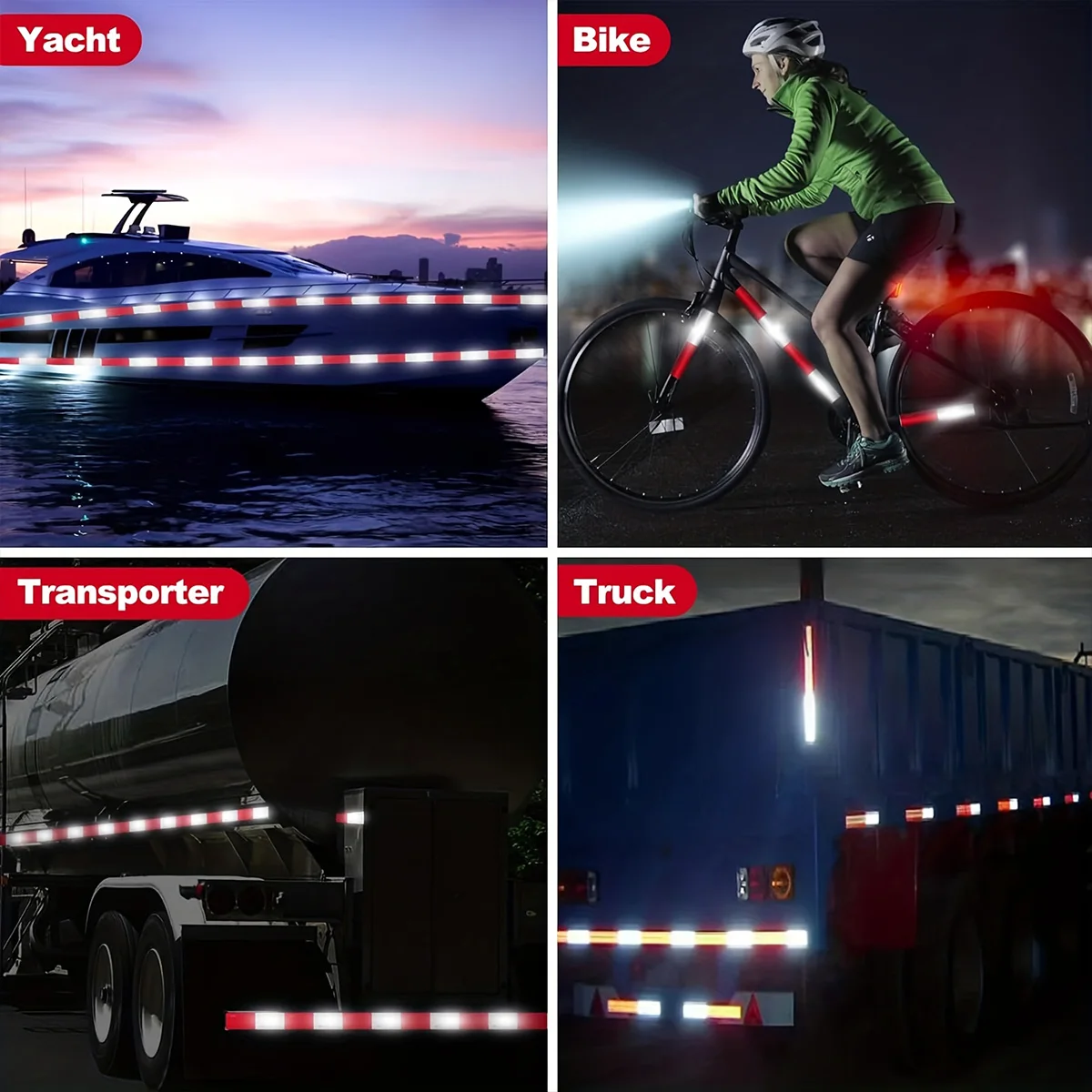 Reflective Safety Tape DOT-C2 Waterproof Adhesive Conspicuity Tape for Trailer, Outdoor, Cars, Trucks