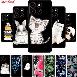 Coque For ZTE Blade A35 Case Cute Cartoon Cat Black Silicone Soft Phone Cases For ZTE Blade A55 Back Cover Case Shockproof Bag