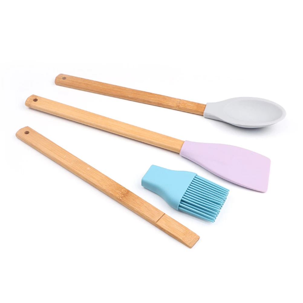 

3pcs Baking Tools Set Silicone Spatula Spoon Brush Heat Resistant Kitchen Utensils Wood Handle Dishwasher Safe Food Grade Non