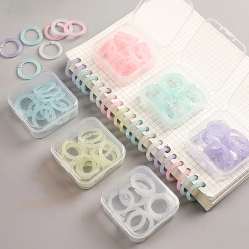 20Pcs/box Color Translucent Plastic Binder Ring Coil Notebook Photocard Collection Book Album DIY Loose Leaf Binder Clip Rings