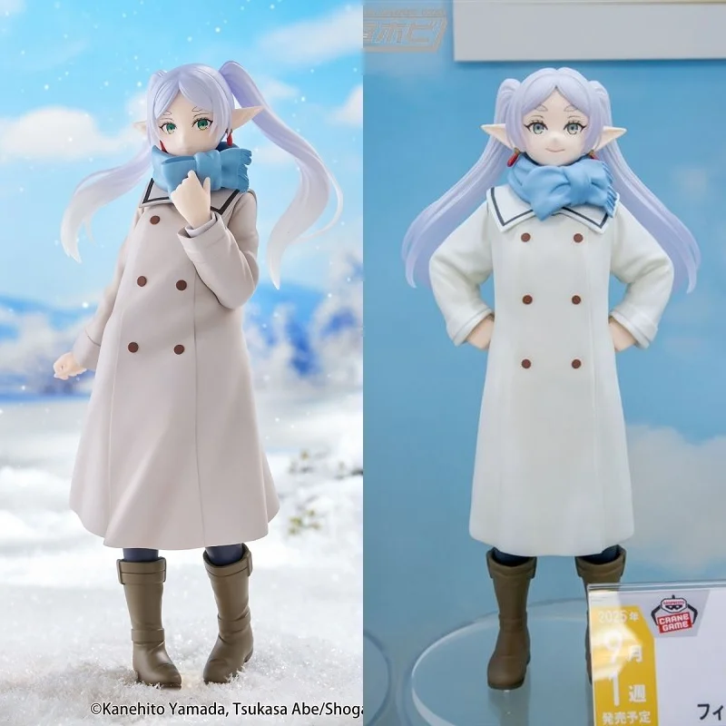 Oryginalna figurka anime Furyu Frieren: Beyond Journey's End, urocza dziewczyna w zimowej sukience, model figurki Frieren, ozdoba, zabawka, prezent.