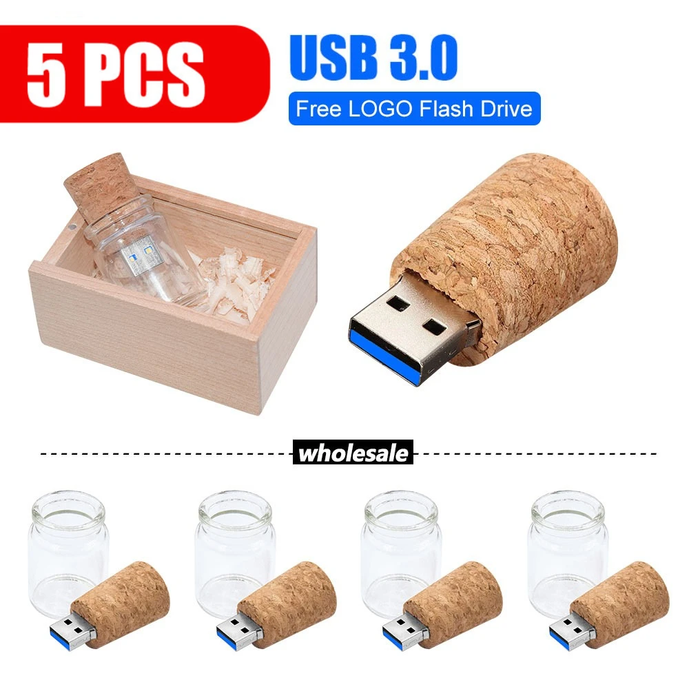 5個入り-新入荷-メッセンジャーボトル-usb-30-メモリースティック-ガラス製ドリフトボトル-usbフラッシュドライブ-木製コルク-ペンドライブ-16gb-32gb-64gb